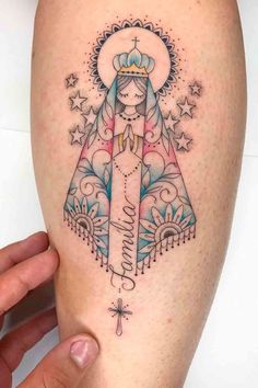 tatuagem-religiosa-da-nossa-senhora-aparecida Seal Tattoo, Praying Hands Tattoo, Virgin Mary Tattoo, Faith Tattoo, Floral Tattoo Sleeve, Dad Tattoos, Tattoo Desings, Some Body