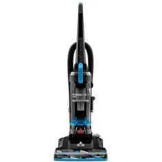 the hoover vacuum is on display with its blue and black trimming tool in front of it