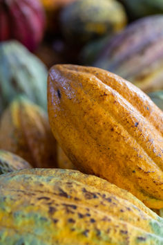 some kind of fruit that is yellow and green with brown spots on it's surface