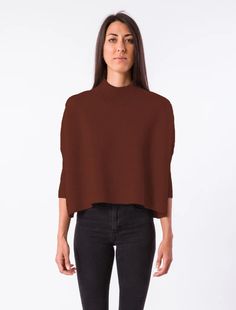 In a smooth and rich angora blend, this sweater is a strong piece that combines a structured and sharp silhouette with the adaptability of knitwear. Oversized boxy sweater with fitted rib turtleneck & 3/4 sleeves 5%angora 55%viscose 23%nylon 17%polyester All sale items are final Signature Styles, Dresses Fancy, Heather Brown, Boxy Sweater, Boat Neck Tops, Ribbed Turtleneck, Maxi Dresses Casual, Pajama Bottoms, Midi Maxi Dress