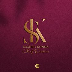 the logo for samira konda's art and design studio is shown in gold