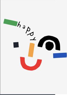 an image of the word happy on a white background with black, red, blue and green letters