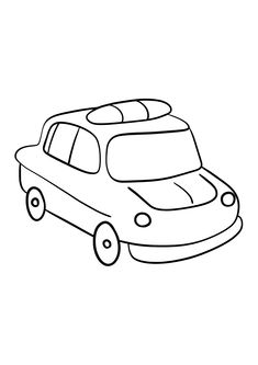 a drawing of a car with surfboards on it's roof line art style