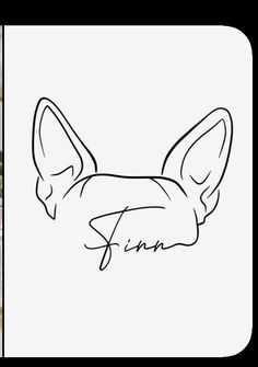 a drawing of a dog's head with the name finn on it