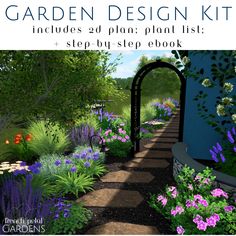 the garden design kit includes 20 plans, plant list and step - by - step book