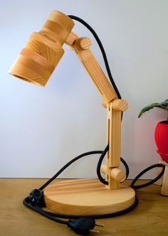 Handcrafted wooden adjustable table lamp Wooden Desk Lamp, Wooden Lamps Design, Wood Lamp Design, Wooden Lamps, Lamps Design, Led Desk Lighting, Wooden Table Lamp, Work Lamp, Wooden Table Lamps