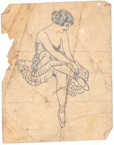 a drawing of a woman sitting on top of a piece of paper