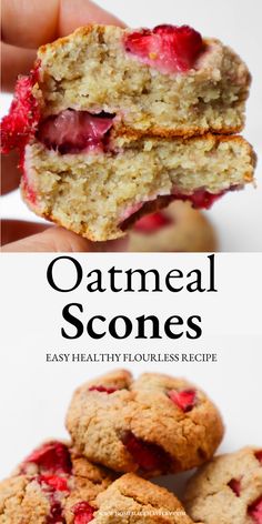 an image of oatmeal scones with strawberries in the middle and on top