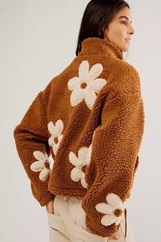 Love Life Jacket | Free People Flower Jacket, Plush Flower, Floral Graphics, Floral Outfit, Life Jacket, Blank Nyc, Daily Dress, Fall Fashion Outfits, Shearling Jacket