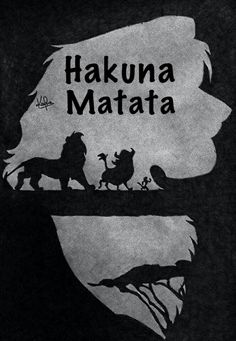 the lion king silhouetted against a black and white background with an image of two lions