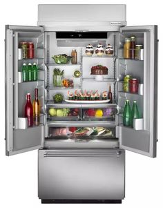 an open refrigerator filled with lots of food