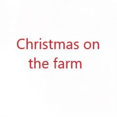 christmas on the farm written in red and white with an ornament at the top