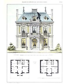 an old house with two floors and three stories on the second floor is shown in this drawing