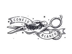 a black and white drawing of scissors with the words coned blanco on it