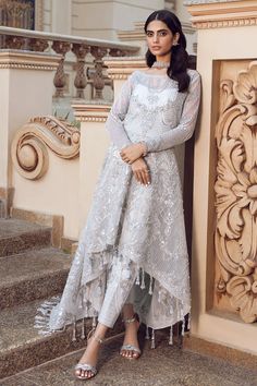 Designer Pakistani Dress Party Wear Lehenga For Girls, Embroidery On Net, White On White Embroidery, Lehenga For Girls, Net Gown, Nikkah Dress, Pakistani Designer Suits, Beautiful Pakistani Dresses, Desi Clothes