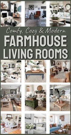 the front cover of a book with pictures of living rooms