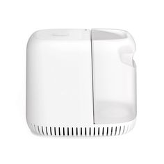 the back side of a white wall mounted air purificater on a white background