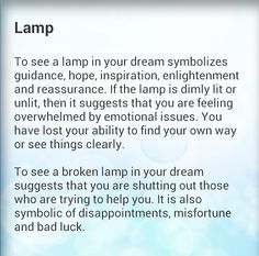 an image of a poem written in english and spanish with the words lamp to see a lamp in your dream symbolizes guidance, hope, inspiration, enlightening