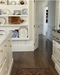 the kitchen is clean and ready to be used for dinner or desserts on the table