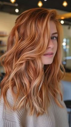 Natural Redhead With Balayage, Balayage In Red Hair, Red Hair Vs Blonde Hair, Blond Copper Highlights, Strawberry Blonde With Red Lowlights, Balayage Hair Copper Blonde, Blonde Red Hair Balayage