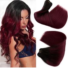 Sew In Hair Extensions Real Human Hair Wine Red Bundles 1b99j Burgundy With Dark Roots Hand Tied Weft Hair Extensions 100g Red Bundles, Hand Tied Weft Hair Extensions, Quick Braids, Sew In Hair Extensions, Wavy Ponytail, Half Ponytail, Black Hair Extensions, Real Human Hair Extensions, Weft Hair Extensions