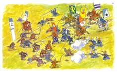 an image of a battle with knights and horses