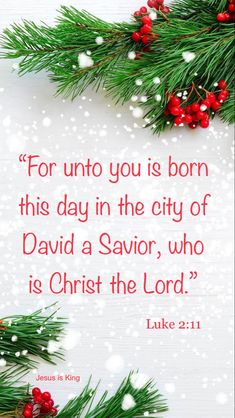 a christmas card with the words for unto you is born this day in the city of david