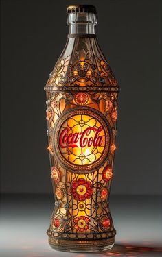 an old fashioned coca cola bottle with lights on it