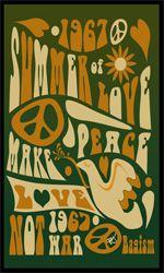 a poster with the words peace and love