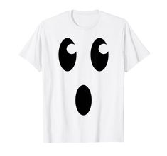 a white t - shirt with black eyes on it