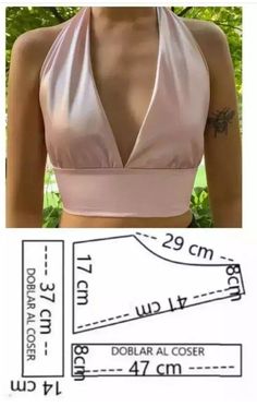 a woman's crop top sewing pattern with measurements