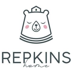 the logo for repkinss home with a bear's head and crown on it