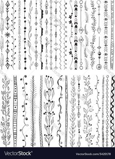 a set of hand drawn doodle designs