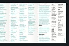 a brochure with many different types of information on it, including the names and numbers