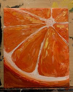 an orange slice is shown in this painting