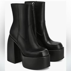 Bought For $65 On Amazon For The Sabrina Carpenter Concert And Ended Up Being Too High For Me And I Missed My Amazon Return Window. Boots Are Brand New In The Box And Only Tried On Once. Fit True To Size And Comfortable Just Too High To Be Walking To And From A Venue For My Clumsy Self Lol Edgy High Ankle Boots With Padded Ankle, Edgy Chunky Platform Boots For Night Out, Edgy Ankle-high Platform Heeled Boots, High Ankle Boots With Chunky Platform For Night Out, Chunky Platform Heeled Boots For Night Out, Edgy Boots With Padded Ankle And Round Toe, Night Out Platform Boots With Zipper And Round Toe, Platform Boots With Zipper Closure For Night Out, Round Toe Platform Boots With Zipper For Night Out