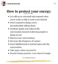 a white sheet with the words how to protect your energy