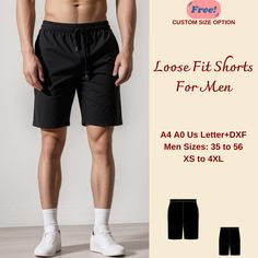 Men's Loose Fit Shorts Sewing Pattern, Simple Shorts Pattern, Elastic Waist Shorts,  Summer Shorts for Men, Men's Swimwear Pattern, XS-4XL Standard Sizes ;35, 36, 37, 38, 39, 40,42,44,46, 50, 52,,56 These patterns are suitable for A0- A4, and US Letter size papers. As soon as your payment is processed, you will automatically receive download links for the pattern files. *PLEASE NOTE that you will only be able to download the files from a computer; they will not work on a phone or iPad.* This is Summer Shorts For Men, Shorts Sewing Pattern, Shorts Sewing, Sewing Shorts, Swimwear Pattern, Shorts Pattern, Men's Swimwear, Pattern Simple, Shorts For Men