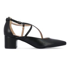 Our Galvinn heels from Journee Collection will have your outfit looking better than ever. With their luxe vegan leather, multi-strap, and buckle, as well as their crisscross straps, this style is to attract your compliments. As a bonus, their pointed-toe shape and padded insole will take you from event to event in comfort and style. Luxe Vegan Leather upper, Multi strap design with adjustable buckle closure,2\ covered block heel, Pointed toe, Padded insole, Man-made outsole, Crisscross Strap Det Strappy Pumps, Shoe Carnival, Journee Collection, Black Pumps, Pump Shoes, Women's Pumps, Pumps Heels, Black Shoes, Block Heels