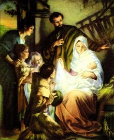 the birth of jesus is depicted in this painting