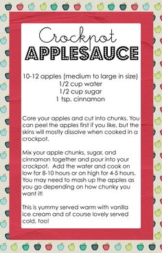 a recipe for crockpot applesauce with instructions on how to make them