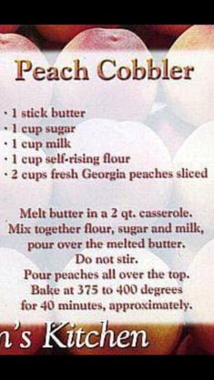 a recipe for peach cobbler with instructions