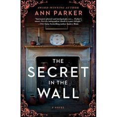 the book cover for the secret in the wall by ann parker, with an image of a fireplace