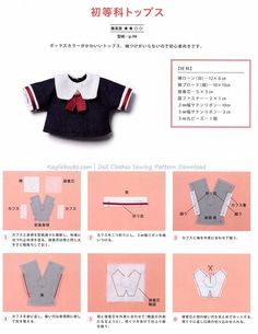 Anime Doll Pattern, Nendoroid Doll Clothes Pattern, Plushie Clothes Patterns, Stuffed Animal Clothes Patterns, Obitsu 11cm Clothes Pattern, Nendoroid Clothes Pattern, How To Sew Doll Clothes, 20 Cm Doll Clothes Patterns, Ob11 Clothes Pattern