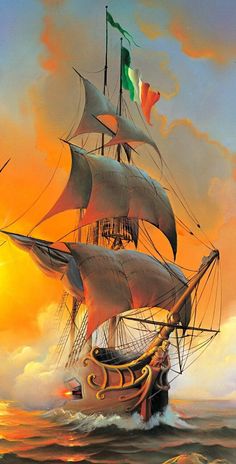 Marauders of the Sea - John Pitre Fine Art A Ship, The Ocean, The Sea, Sailing, Flag, Canvas