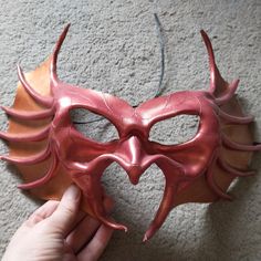 Leather Handmade Mask By Mask Parade Purchased From A Renaissance Festival For Double The Listing Price Leather Dragon, Dragon Mask, Handmade Mask, Female Mask, Leather Mask, Accessories Handmade, Handmade Leather, Orange Red, Color Orange