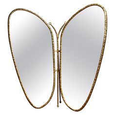 a mirror that has some kind of butterfly shaped object on it's back end