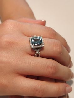 #jewelry #rings #statementrings Cushion Cut Aquamarine Ring, Unique Vintage Engagement Ring, Platinum Engagement Rings Vintage, Engagement Ring Platinum, March Birthstone Ring, Pink Diamond Ring, Vintage Engagement Rings Unique, Ring Cushion, Aquamarine Engagement Ring