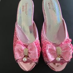 These Are Pink Sparkly Sandals. Have Never Been Worn Although No Tag Size 4 Non-slip Closed Toe Sandals For Party, Non-slip Closed Toe Party Sandals, Cute Pink Party Sandals, Cute Pink Summer Slippers, Non-slip Open Toe Sandals For Party, Cute Closed Toe Pink Sandals, Cute Pink Closed Toe Sandals, Pink Party Slippers For Spring, Cute Non-slip Sandals For Party