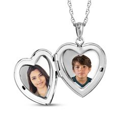 This petite locket lovingly keeps two photos close to your heart. Crafted in sterling silver Polished to a bright shine, the 20mm heart-shaped locket opens to reveal two photos The 18-inch rope chain secures with a spring ring clasp Please follow these steps: 1) Place your order; 2) Text your photo from your smartphone to (330) 435-8997; and 3) When prompted, please respond with your Order Confirmation #. Standard text messaging rates may apply. Double Heart Locket Necklace In White Gold, Double Heart White Gold Locket Necklace, White Gold Double Heart Locket Necklace, Valentine's Day Sterling Silver Locket Necklace Medallion, Valentine's Day Sterling Silver Medallion Locket Necklace, Valentine's Day White Gold Open Heart Locket Necklace, Sterling Silver Double Heart Locket For Mother's Day, Personalized Double Heart Sterling Silver Locket Necklace, Sterling Silver Open Heart Locket For Keepsake